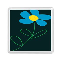 Whimsical Blue Flower Green Sexy Memory Card Reader (square)  by Mariart