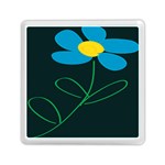 Whimsical Blue Flower Green Sexy Memory Card Reader (Square)  Front