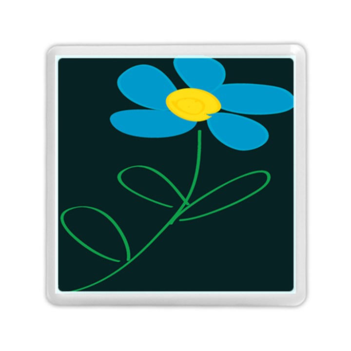 Whimsical Blue Flower Green Sexy Memory Card Reader (Square) 