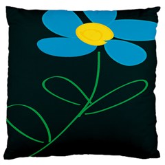 Whimsical Blue Flower Green Sexy Large Cushion Case (two Sides)