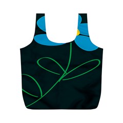 Whimsical Blue Flower Green Sexy Full Print Recycle Bags (m)  by Mariart