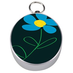 Whimsical Blue Flower Green Sexy Silver Compasses by Mariart