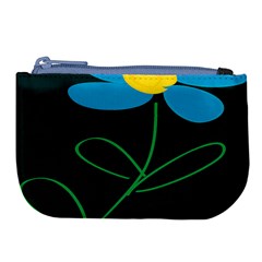 Whimsical Blue Flower Green Sexy Large Coin Purse by Mariart