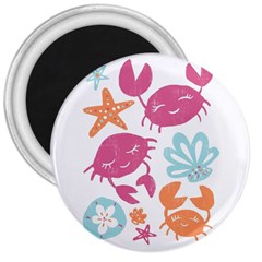 Animals Sea Flower Tropical Crab 3  Magnets by Mariart