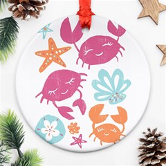 Animals Sea Flower Tropical Crab Ornament (round)