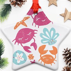 Animals Sea Flower Tropical Crab Ornament (star) by Mariart