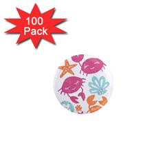 Animals Sea Flower Tropical Crab 1  Mini Magnets (100 Pack)  by Mariart