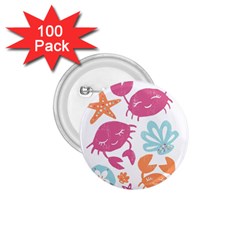 Animals Sea Flower Tropical Crab 1 75  Buttons (100 Pack) 