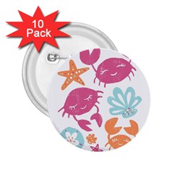 Animals Sea Flower Tropical Crab 2 25  Buttons (10 Pack)  by Mariart