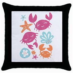 Animals Sea Flower Tropical Crab Throw Pillow Case (black)