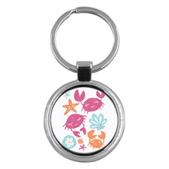 Animals Sea Flower Tropical Crab Key Chains (round) 