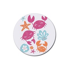 Animals Sea Flower Tropical Crab Rubber Coaster (round) 