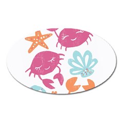 Animals Sea Flower Tropical Crab Oval Magnet