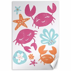 Animals Sea Flower Tropical Crab Canvas 12  X 18   by Mariart