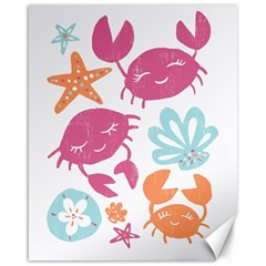 Animals Sea Flower Tropical Crab Canvas 16  X 20   by Mariart