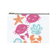 Animals Sea Flower Tropical Crab Cosmetic Bag (large) 