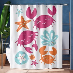 Animals Sea Flower Tropical Crab Shower Curtain 60  X 72  (medium)  by Mariart