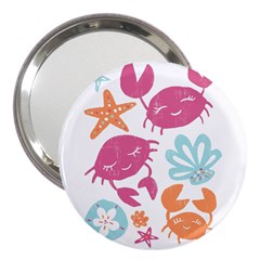 Animals Sea Flower Tropical Crab 3  Handbag Mirrors by Mariart