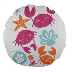 Animals Sea Flower Tropical Crab Large 18  Premium Round Cushions by Mariart