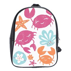 Animals Sea Flower Tropical Crab School Bag (xl) by Mariart