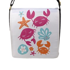 Animals Sea Flower Tropical Crab Flap Messenger Bag (l)  by Mariart