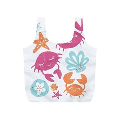 Animals Sea Flower Tropical Crab Full Print Recycle Bags (s)  by Mariart