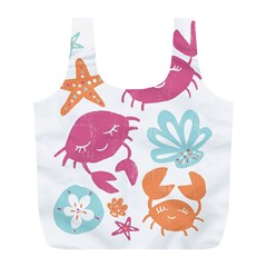 Animals Sea Flower Tropical Crab Full Print Recycle Bags (l) 