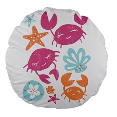 Animals Sea Flower Tropical Crab Large 18  Premium Flano Round Cushions by Mariart