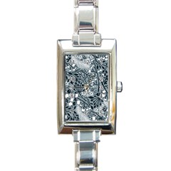 Abstract Floral Pattern Grey Rectangle Italian Charm Watch