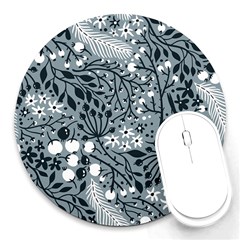 Abstract Floral Pattern Grey Round Mousepads by Mariart