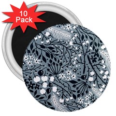 Abstract Floral Pattern Grey 3  Magnets (10 Pack)  by Mariart