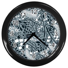 Abstract Floral Pattern Grey Wall Clocks (black)