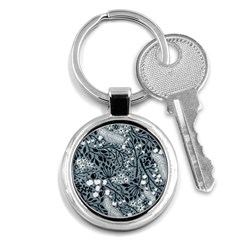 Abstract Floral Pattern Grey Key Chains (round) 