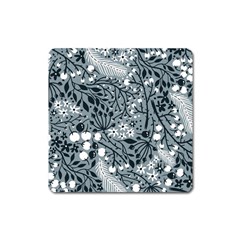 Abstract Floral Pattern Grey Square Magnet by Mariart