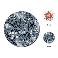 Abstract Floral Pattern Grey Playing Cards (round) 