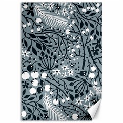 Abstract Floral Pattern Grey Canvas 12  X 18  