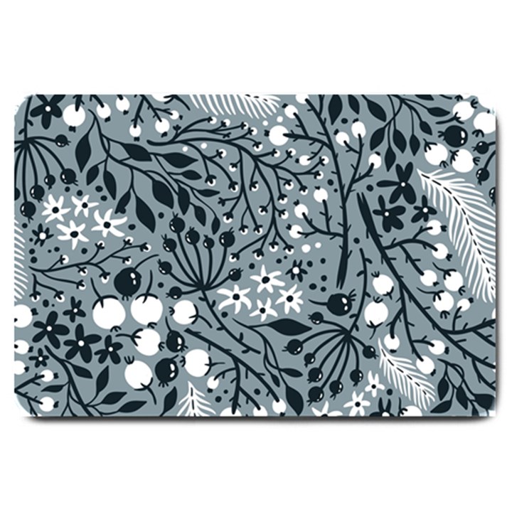 Abstract Floral Pattern Grey Large Doormat 