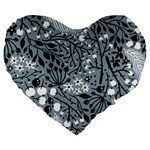 Abstract Floral Pattern Grey Large 19  Premium Heart Shape Cushions Front