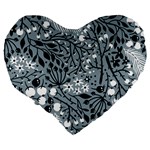 Abstract Floral Pattern Grey Large 19  Premium Heart Shape Cushions Back