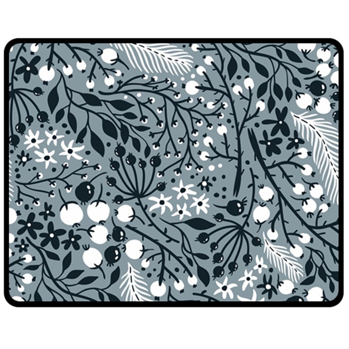 Abstract Floral Pattern Grey Double Sided Fleece Blanket (Medium) 