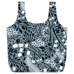 Abstract Floral Pattern Grey Full Print Recycle Bags (l)  by Mariart