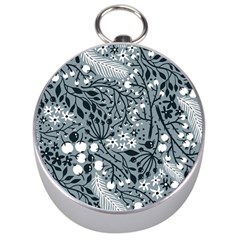 Abstract Floral Pattern Grey Silver Compasses