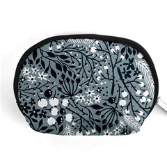 Abstract Floral Pattern Grey Accessory Pouches (medium)  by Mariart