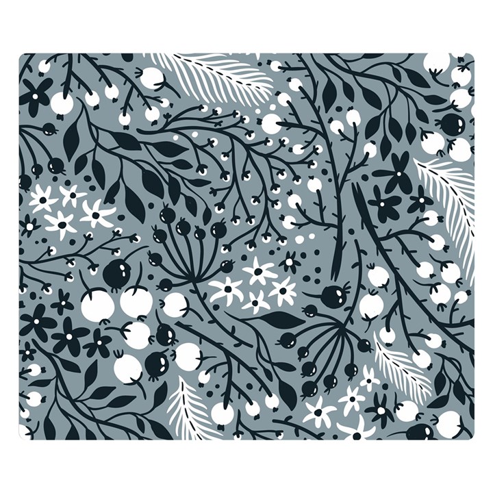 Abstract Floral Pattern Grey Double Sided Flano Blanket (Small) 