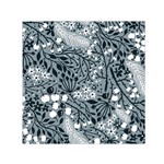 Abstract Floral Pattern Grey Small Satin Scarf (Square) Front