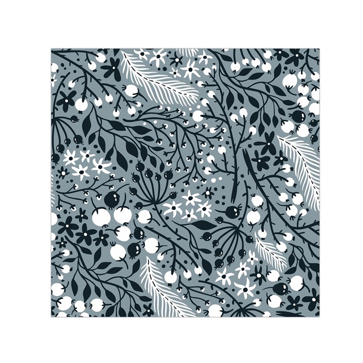 Abstract Floral Pattern Grey Small Satin Scarf (Square)