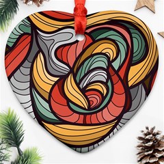 Beautiful Pattern Background Wave Chevron Waves Line Rainbow Art Ornament (heart)