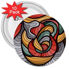 Beautiful Pattern Background Wave Chevron Waves Line Rainbow Art 3  Buttons (10 Pack) 