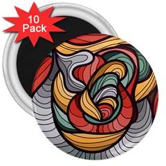 Beautiful Pattern Background Wave Chevron Waves Line Rainbow Art 3  Magnets (10 Pack)  by Mariart