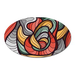 Beautiful Pattern Background Wave Chevron Waves Line Rainbow Art Oval Magnet